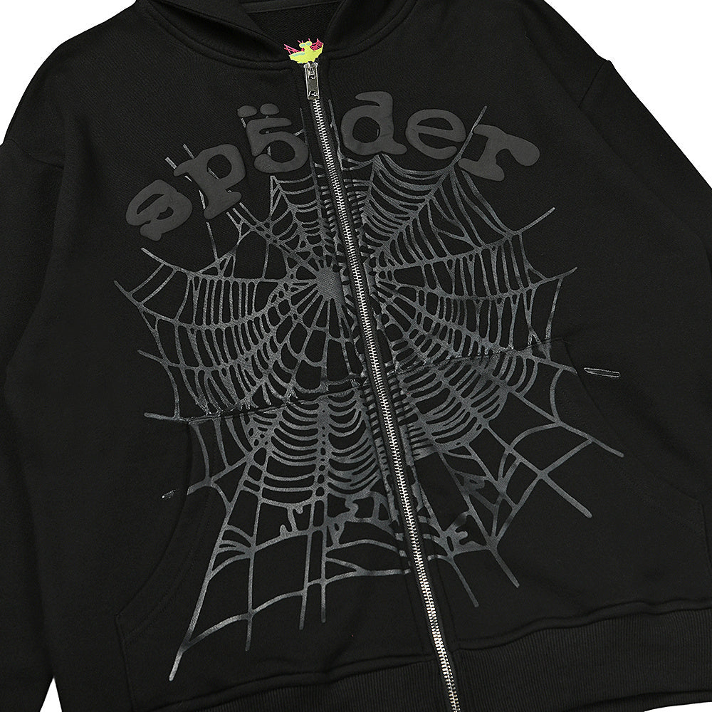 Sp5der Atlanta Zip Up Hoodie in Red & black