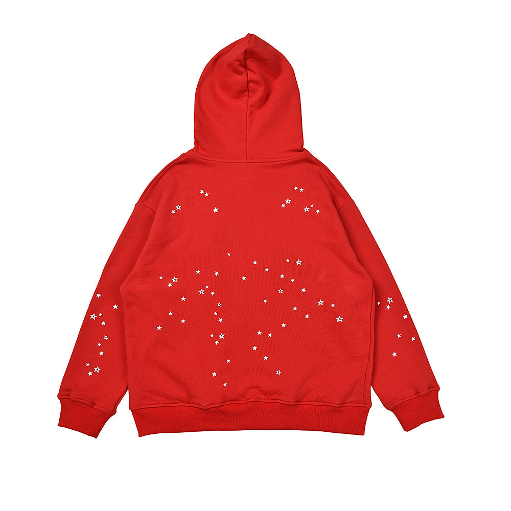 Sp5der Atlanta Zip Up Hoodie in Red & black